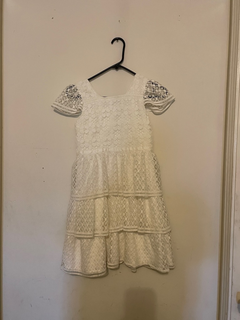 Lovers + Friends Girls' Ivory Lace Tiered Dress